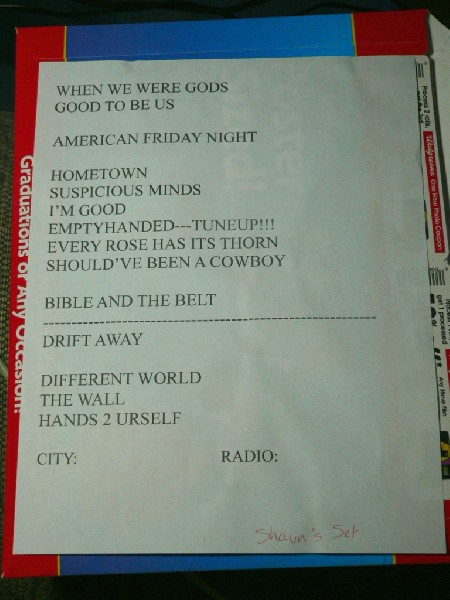 Bucky Covington Set List