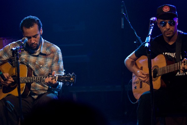 Ben Harper and Tom Morello at the Body of War Showcase.  Stubb's BBQ SXSW 2
