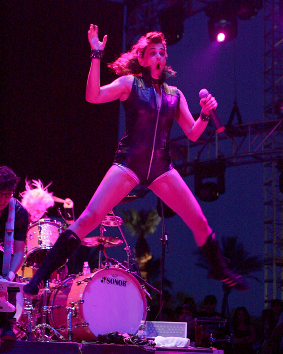 Peaches catches some air at Coachella 2007 